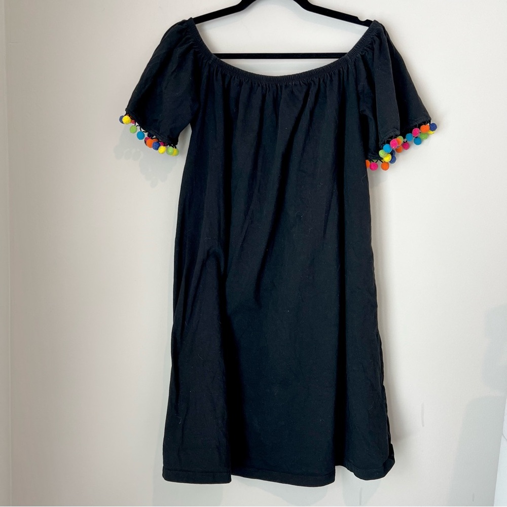 ASOS Maternity Black Swim coverup Or Dress with Colorful Pom poms sz 6